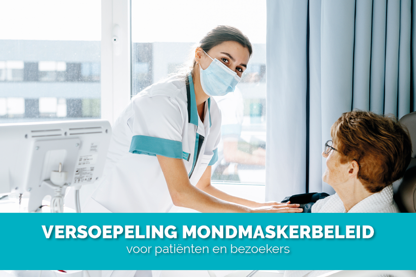 Het dragen van een mondmasker is niet langer verplicht in het ziekenhuis